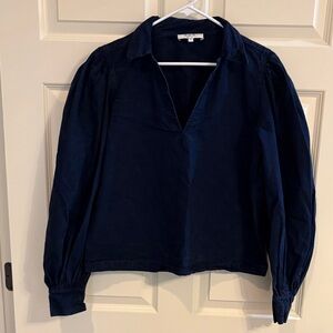 Sea New York Navy Blue V-Neck Long Sleeve Blouse